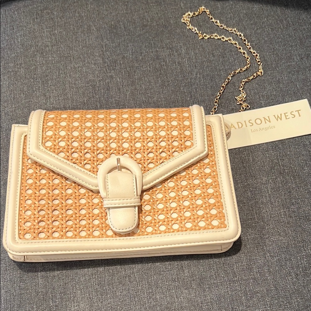 Madison West cream rattan bag NEW